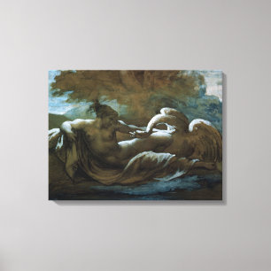 Lienzo Leda y el cisne (tiza negra y w/c)