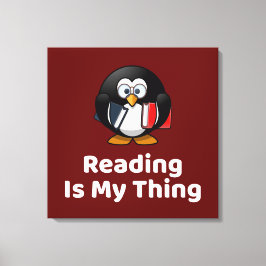 Lienzo Leer es mi cosa, la lectura divertida del pingüino
