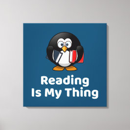 Lienzo Leer es mi cosa, la lectura divertida del pingüino