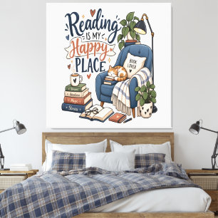 Lienzo Leer Es Mi Lugar Feliz – Diseño Acogedor para Aman