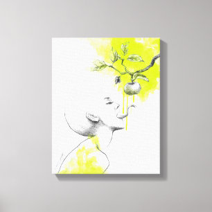 Lienzo Lengua de serpiente Apple Green splash Surreal art