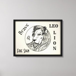 Lienzo Leo El Zodiaco Del León Enmarcado