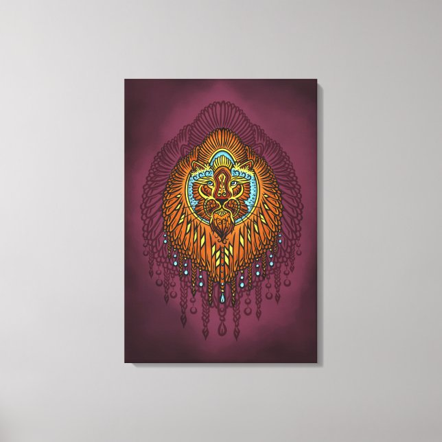 Lienzo León de espíritu real | Ornate Tribal Mandala Roar (Anverso)
