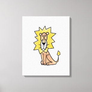 Lienzo león lindo dibujos animados niños retro safari sel