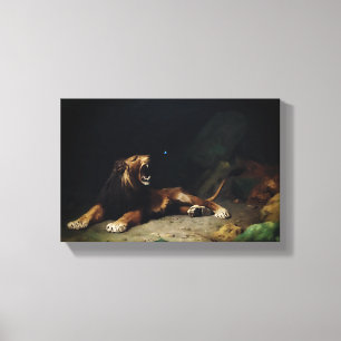 Lienzo León que rompe en una mariposa