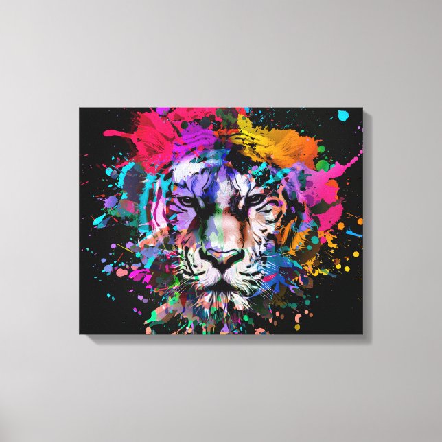 Lienzo León Salpicado de Colores (Anverso)