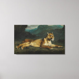 Lienzo Leona que descansa, c.1855 (aceite en el panel)