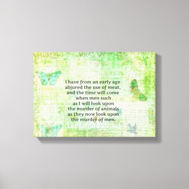 Lienzo Leonardo da Vinci Animal Rights Cita vegana (Anverso)