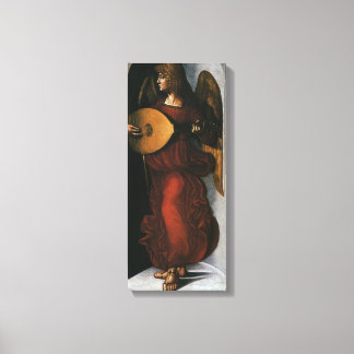Lienzo Leonardo da Vinci un ángel en rojo con un lute