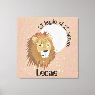 Lienzo Leone 23 al 22 Stampa luglio agosto su tela