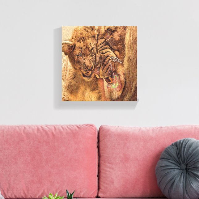 Lienzo Leones de padre e hijo (Insitu (Sala de estar))