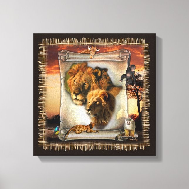 Lienzo Leones de vida salvaje de África (Anverso)