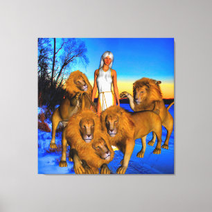 Lienzo Leones en invierno