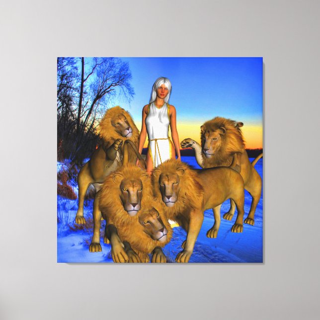 Lienzo Leones en invierno (Anverso)