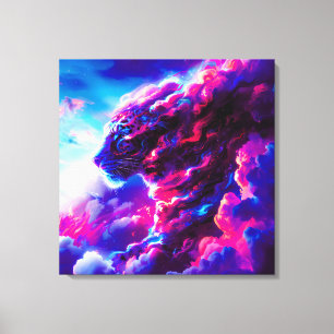 Lienzo Leopardo Cósmico Futurista de Neón