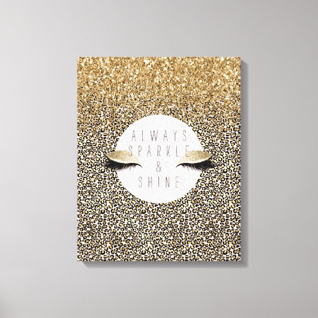 Lienzo Leopardo dorado rosado de Rubor Imprimir ojos glit (Anverso)