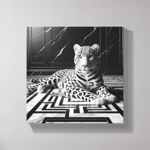 Lienzo Leopardo en blanco y negro