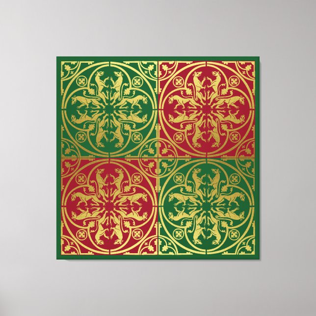 Lienzo Leopardo Metálico del León de la Heraldo del Renac (Anverso)