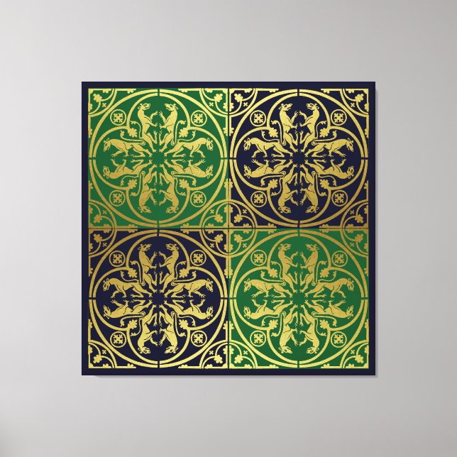 Lienzo Leopardo Metálico del León de la Heraldo del Renac (Anverso)