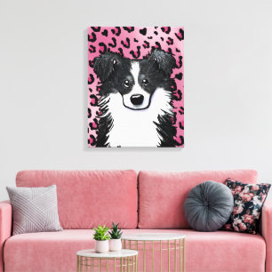 Lienzo Leopardo rosa de KiniArt Border Collie