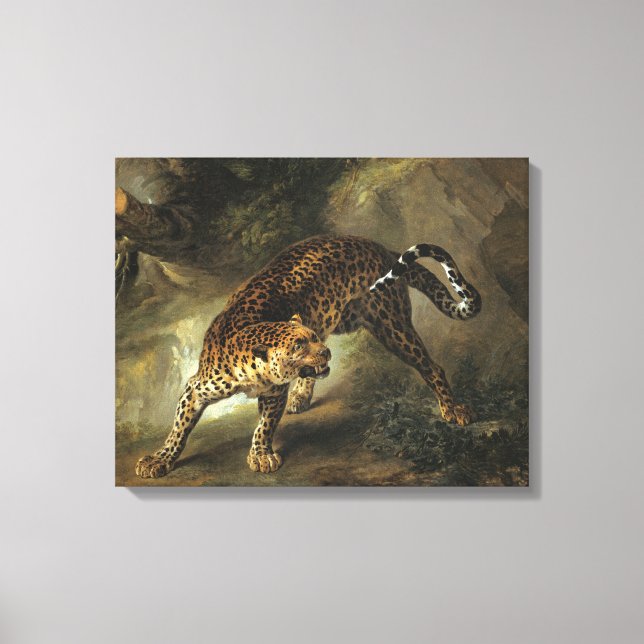 Lienzo Leopardo salvaje feroz (por Jean-Baptiste Oudry) (Anverso)