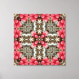 Lienzo Leopardo y flores