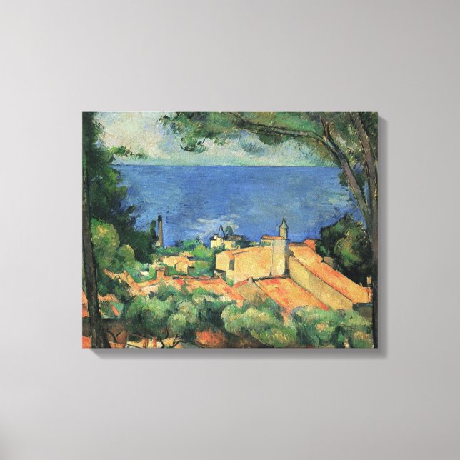 Lienzo L'Estaque con techos rojos - Paul Cezanne - c1883 (Anverso)