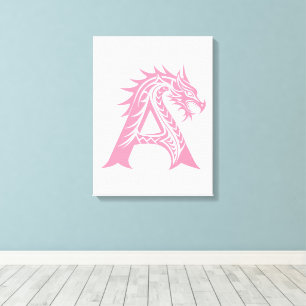 Lienzo Letra A de estilo dragón, alfabeto de dragón, mono