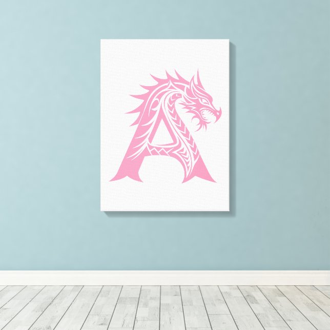 Lienzo Letra A de estilo dragón, alfabeto de dragón, mono (Insitu (piso de madera))