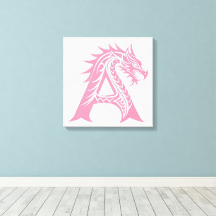 Lienzo Letra A de estilo dragón, alfabeto de dragón, mono