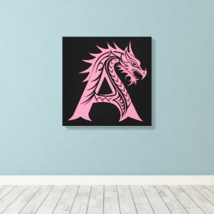 Lienzo Letra A de estilo dragón, alfabeto de dragón, mono