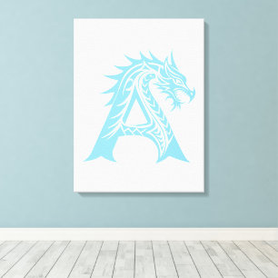 Lienzo Letra A de estilo dragón, alfabeto de dragón, mono