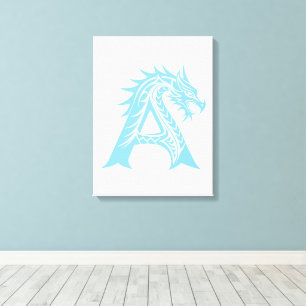 Lienzo Letra A de estilo dragón, alfabeto de dragón, mono