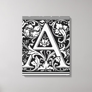 Lienzo Letra A Monograma Medieval Art Nouveau