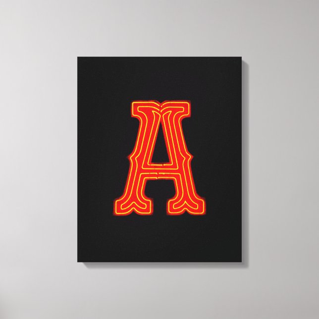 Lienzo Letra "A" monograma Neon Light (Anverso)