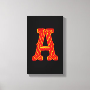 Lienzo Letra "A" monograma Neon Light