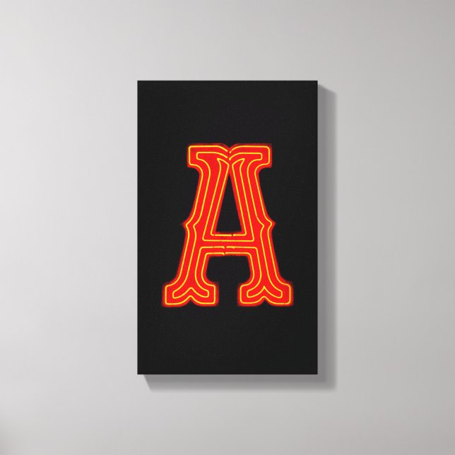 Lienzo Letra "A" monograma Neon Light (Anverso)