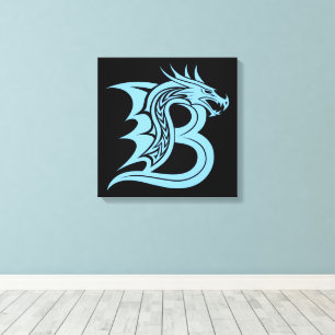Lienzo Letra B de estilo dragón, alfabeto de dragón, mono