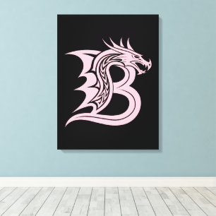 Lienzo Letra B de estilo dragón, alfabeto de dragón, mono