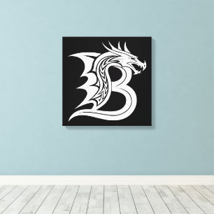 Lienzo Letra B de estilo dragón, alfabeto de dragón, mono