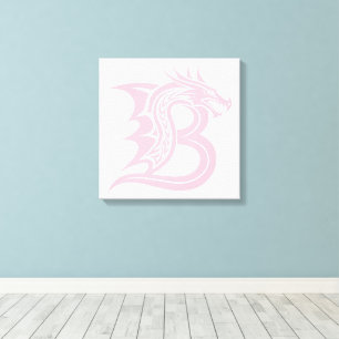 Lienzo Letra B de estilo dragón, alfabeto de dragón, mono