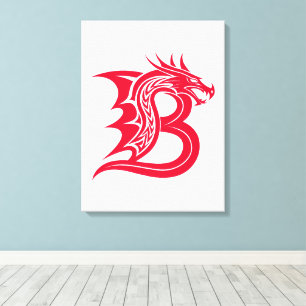 Lienzo Letra B de estilo dragón, alfabeto de dragón, mono