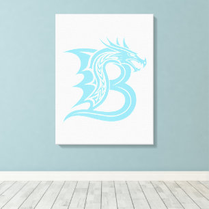 Lienzo Letra B de estilo dragón, alfabeto de dragón, mono