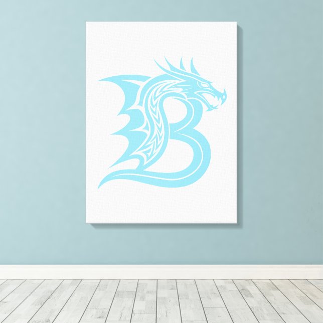 Lienzo Letra B de estilo dragón, alfabeto de dragón, mono (Insitu (piso de madera))