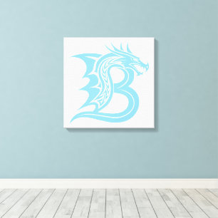Lienzo Letra B de estilo dragón, alfabeto de dragón, mono