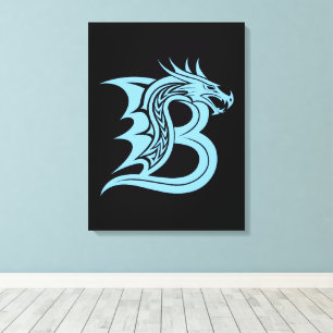 Lienzo Letra B de estilo dragón, alfabeto de dragón, mono