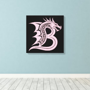 Lienzo Letra B de estilo dragón, alfabeto de dragón, mono