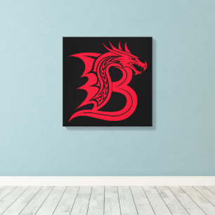 Lienzo Letra B de estilo dragón, alfabeto de dragón, mono