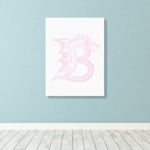 Lienzo Letra B de estilo dragón, alfabeto de dragón, mono
