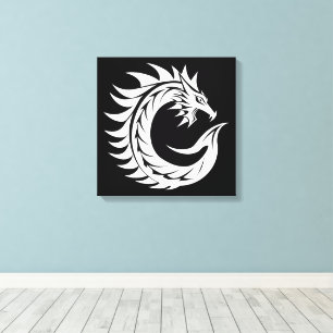 Lienzo Letra C de estilo dragón, alfabeto de dragón, mono
